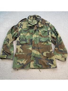 Vintage 1986 Alpha Industries Woodland Camo M65 Field Jacket M Reg USA Military